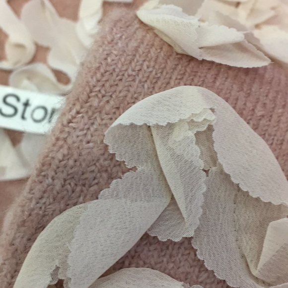 ZARA RIBBON ORGANZA CHIFFON DUSTY PINK KNIT CONTRASTING TRIM SWEATER $69.90 - Picture 13 of 14